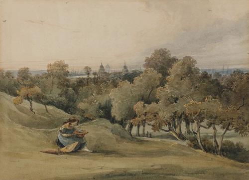 {'en': 'A girl picking flowers in Greenwich Park'}