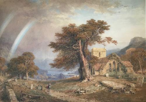 {'en': 'A rainbow over Patterdale Churchyard, Cumbria'}