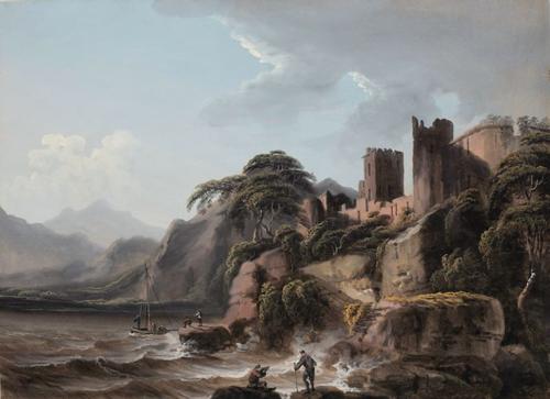 {'en': 'An artist sketching at the castle of Kilchurn on Loch Awe, Western Highlands, Scotland'}