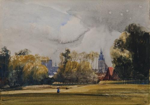 {'en': 'Brussels from outside the Porte de Hal with a view of Notre Dame de la Chapelle'}