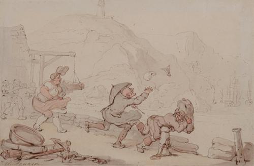 {'en': 'Dr. Syntax loses his hat and wig in the wind by the sea'}