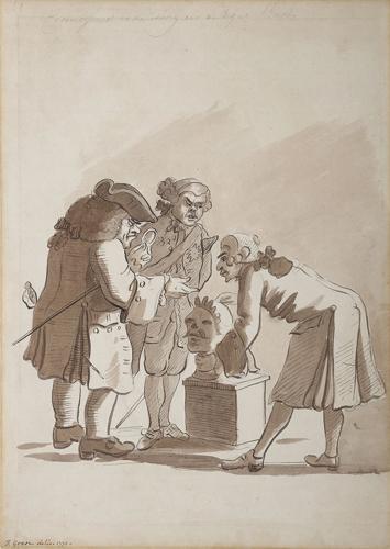 {'en': 'Connoisseurs examining an antique bust'}